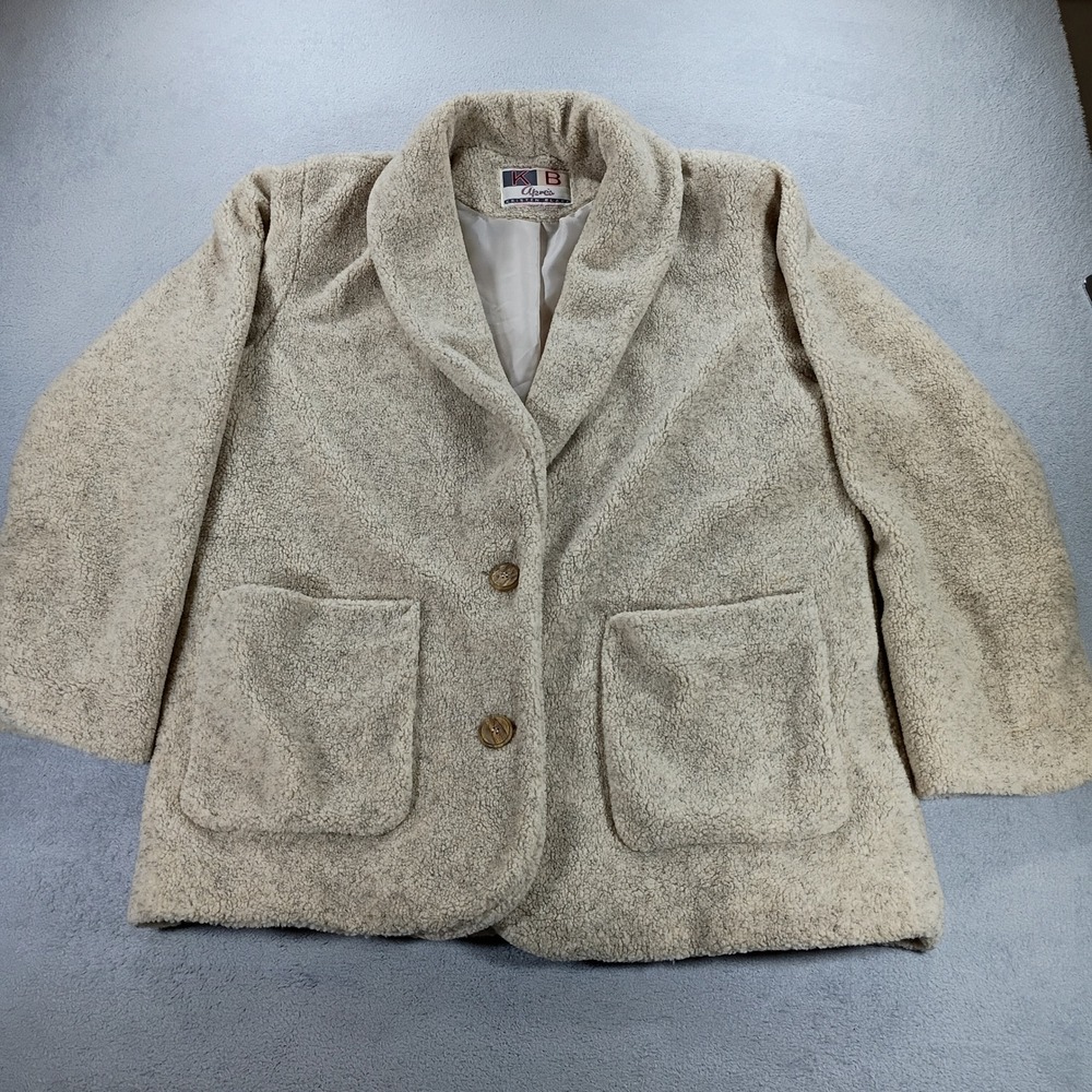 Kristen Blake Womens Apres Faux Shearling Coat Natural XL Shawl Collar